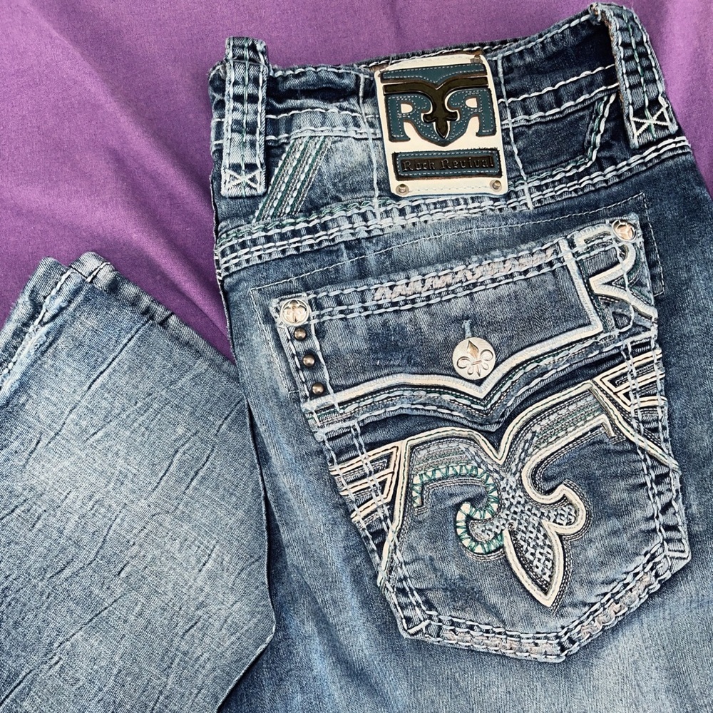 Slim Boot Rock Revival Jean In Color Aquifer